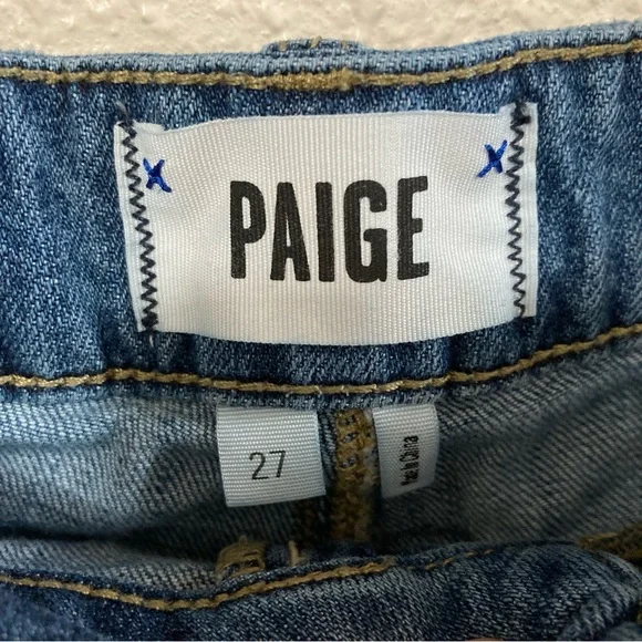 PAIGE Anthropologie Women’s Jean Shorts Sz 27 Cuffed Blue Distressed 5 Pockets - Picture 3 of 16